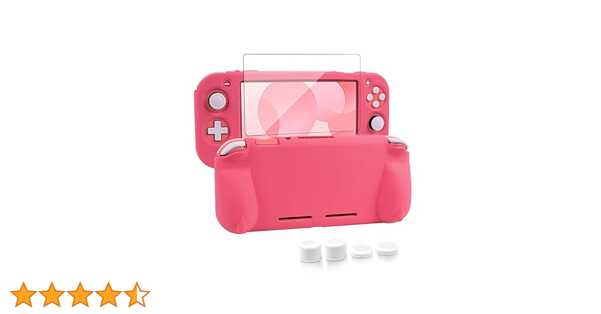 スイッチライト　コーラルピンク　透明ハードケース　ブルーライトカットフィルム付 Nintendo Switch Lite ケース カバー クリア TPUカバー ソフト